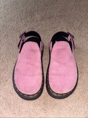 Dr. Martens Pink Suede Slingback Clogs